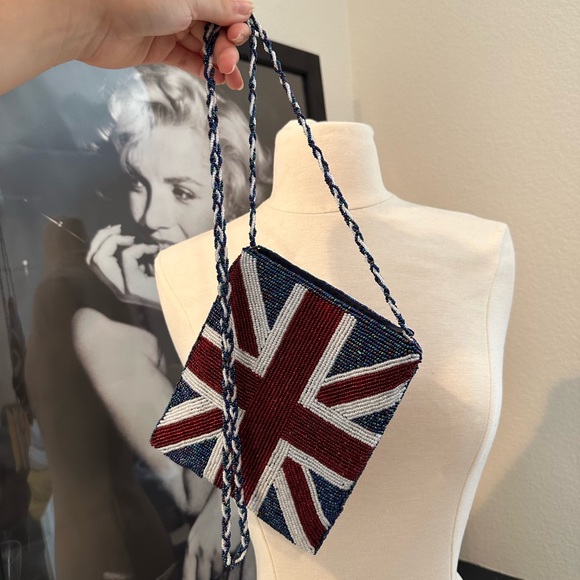 UK Britain Flag double sided beaded cross body bag - Picture 1 of 5